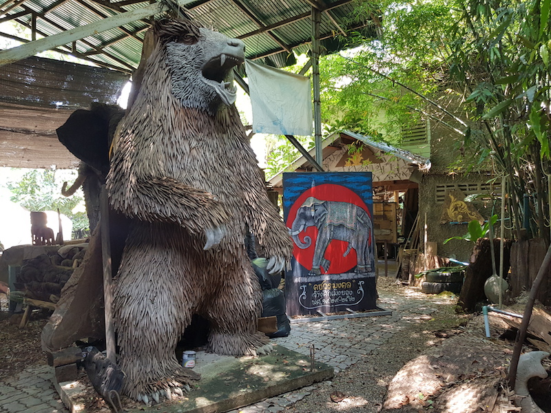 Bear statue in museum Mae Kampong Village