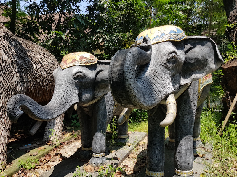 Elephant statues at museum Mae Kampong Village
