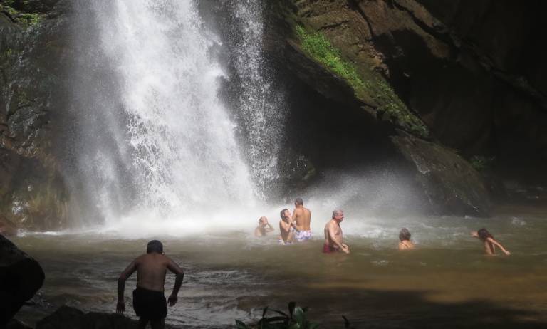 Tourists at Mork Fah Waterfall Doi Suthep-Pui National Park North Thailand Family Tour