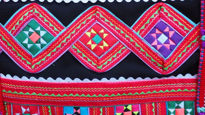 colourful tribal textile Lahu hill tribe elephants trekking Chiang Rai