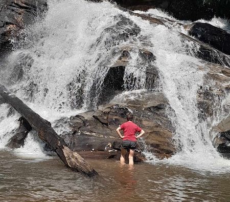 Tourist in a waterfall Waterfalls Mae Wang Trekking